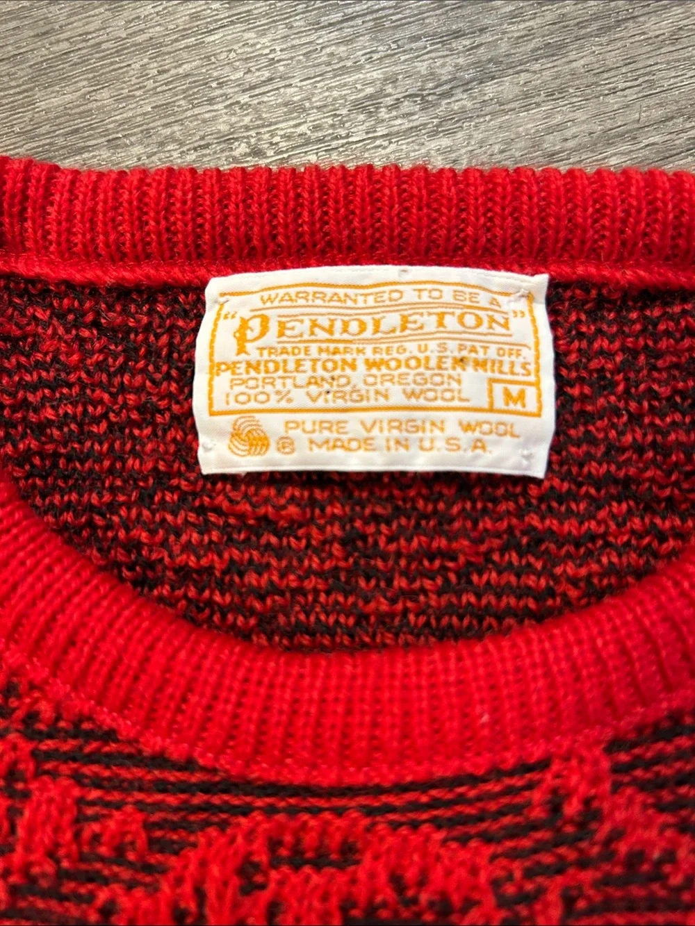 Vintage 80s Pendleton 100% Virgin Wool Sweater Made USA Red Black Paisley Medium